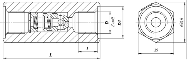 Габаритыне размеры клапана КЛ10.3-M2