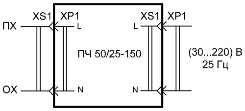 Схема внешних подключений преобразователя ПЧ-50/25У-150