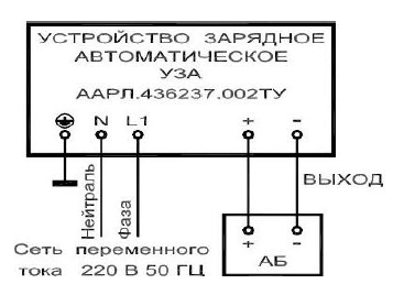 " Схема соединения зарядного устройства УЗА"